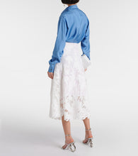 Oscar de la Renta Floral guipure lace midi skirt