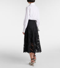 Oscar de la Renta Floral guipure lace midi skirt