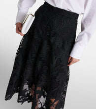 Oscar de la Renta Floral guipure lace midi skirt