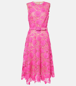 Oscar de la Renta Floral lace midi dress