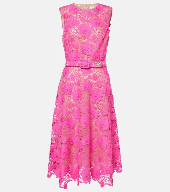 Oscar de la Renta Floral lace midi dress