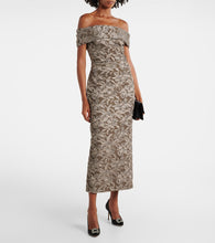 Oscar de la Renta Floral metallic jacquard midi dress