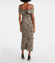 Oscar de la Renta Floral metallic jacquard midi dress