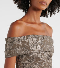 Oscar de la Renta Floral metallic jacquard midi dress
