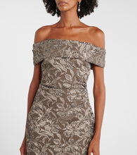 Oscar de la Renta Floral metallic jacquard midi dress