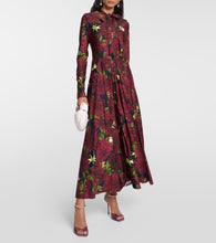 Oscar de la Renta Floral tie-neck jersey midi dress
