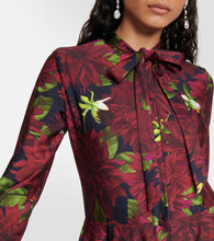 Oscar de la Renta Floral tie-neck jersey midi dress