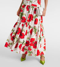 Oscar de la Renta Floral tiered cotton-blend poplin maxi dress