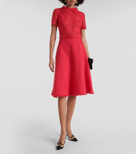Oscar de la Renta Gardenia guipure and tweed midi dress