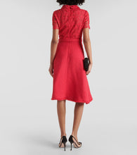 Oscar de la Renta Gardenia guipure and tweed midi dress