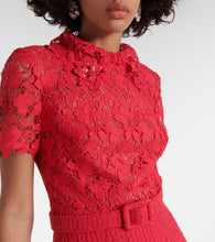 Oscar de la Renta Gardenia guipure and tweed midi dress