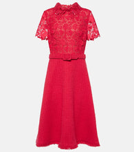 Oscar de la Renta Gardenia guipure and tweed midi dress