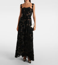 Oscar de la Renta Guipure lace-trimmed velvet gown