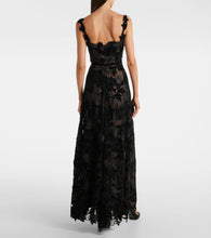 Oscar de la Renta Guipure lace-trimmed velvet gown