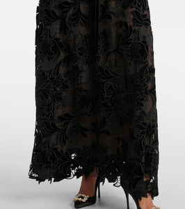 Oscar de la Renta Guipure lace-trimmed velvet gown