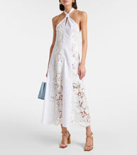 Oscar de la Renta Halterneck cotton lace midi dress