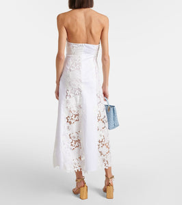 Oscar de la Renta Halterneck cotton lace midi dress