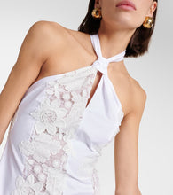 Oscar de la Renta Halterneck cotton lace midi dress