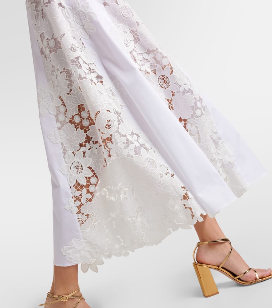 Oscar de la Renta Halterneck cotton lace midi dress