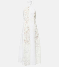 Oscar de la Renta Halterneck cotton lace midi dress