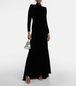 Oscar de la Renta High-neck velvet gown