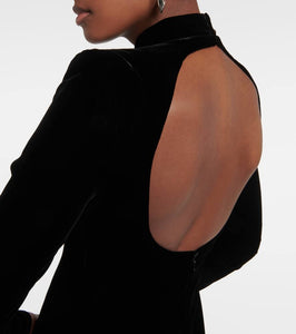 Oscar de la Renta High-neck velvet gown