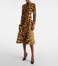 Oscar de la Renta Jaguar leopard-print jacquard midi dress