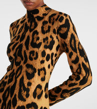 Oscar de la Renta Jaguar leopard-print jacquard midi dress