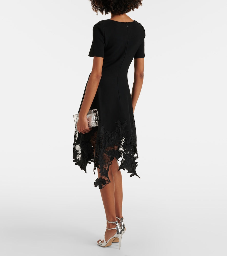 Oscar de la Renta Lace-trimmed knitted minidress