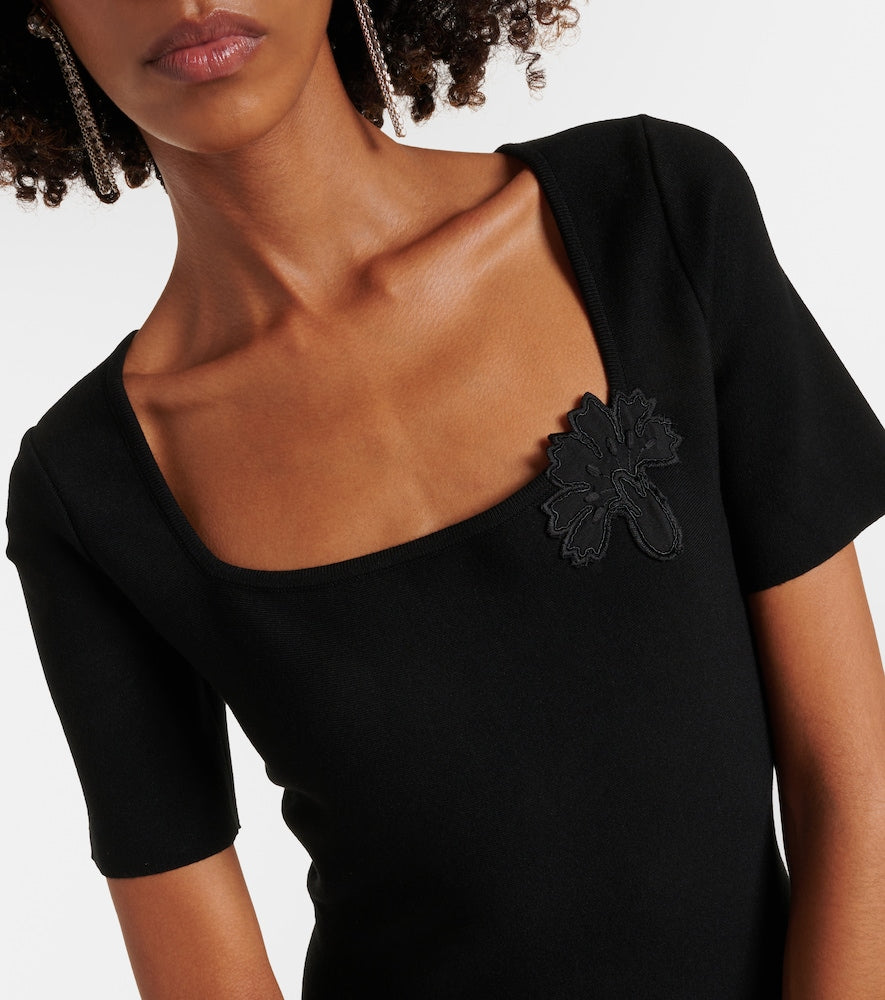 Oscar de la Renta Lace-trimmed knitted minidress