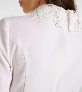 Oscar de la Renta Lace-trimmed wool-blend midi dress