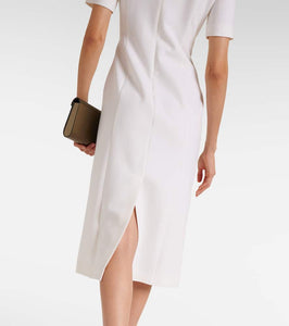 Oscar de la Renta Lace-trimmed wool-blend midi dress