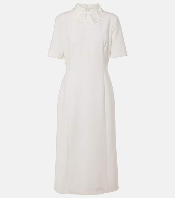Oscar de la Renta Lace-trimmed wool-blend midi dress