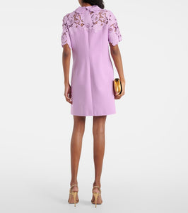 Oscar de la Renta Lace-trimmed wool-blend minidress