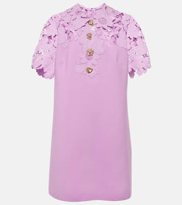 Oscar de la Renta Lace-trimmed wool-blend minidress