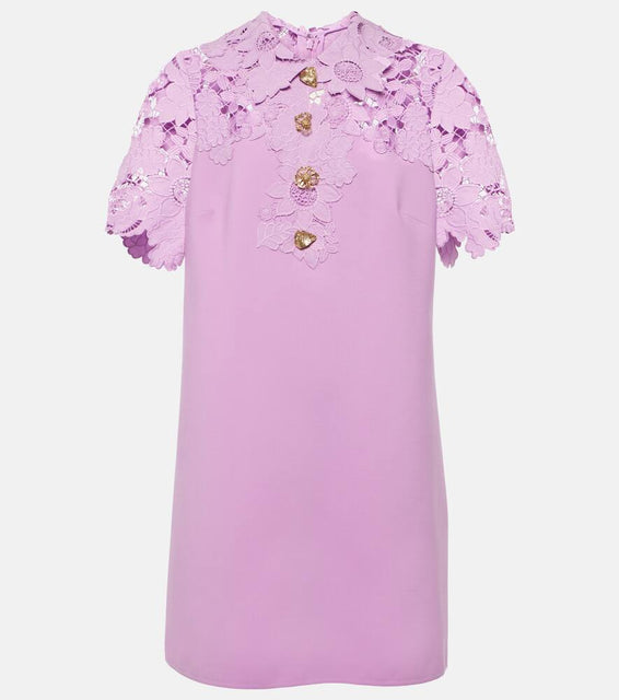 Oscar de la Renta Lace-trimmed wool-blend minidress