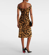 Oscar de la Renta Leopard-print off-shoulder midi dress