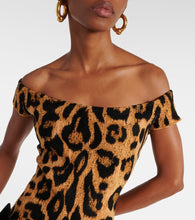 Oscar de la Renta Leopard-print off-shoulder midi dress