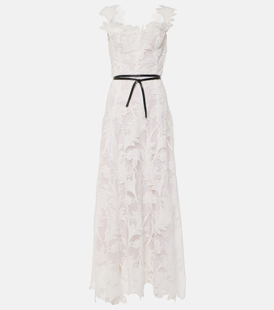 Oscar de la Renta Marbled Carnation Guipure lace bustier gown. Oscar de la Renta 大理石花纹康乃馨凸花蕾丝紧身胸衣礼服