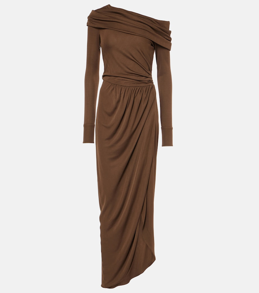 Oscar de la Renta Off-shoulder jersey gown. Oscar de la Renta 露肩平纹针织礼服
