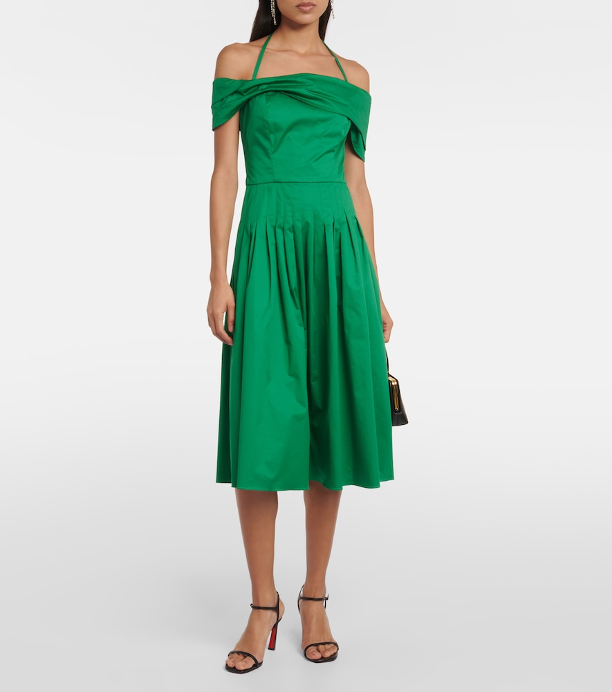 Oscar de la Renta Off-shoulder silk midi dress