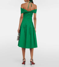 Oscar de la Renta Off-shoulder silk midi dress