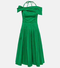 Oscar de la Renta Off-shoulder silk midi dress