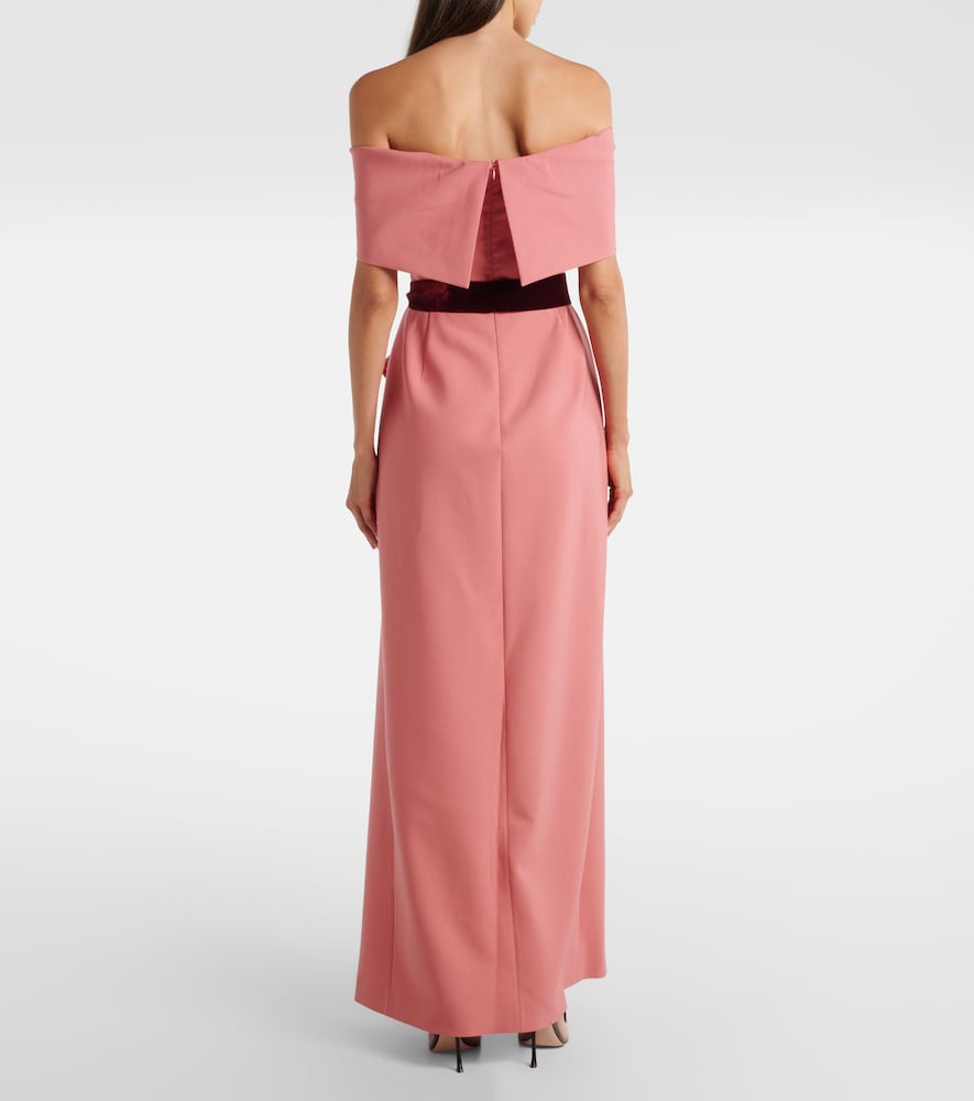 Oscar de la Renta Off-shoulder wool-blend gown