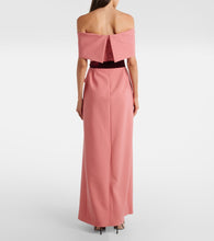 Oscar de la Renta Off-shoulder wool-blend gown