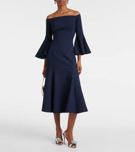 Oscar de la Renta Off-shoulder wool-blend midi dress
