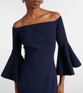 Oscar de la Renta Off-shoulder wool-blend midi dress