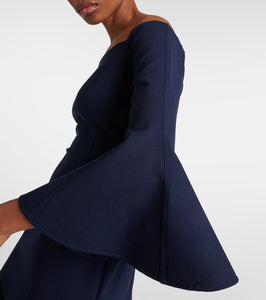 Oscar de la Renta Off-shoulder wool-blend midi dress
