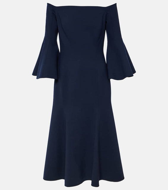 Oscar de la Renta Off-shoulder wool-blend midi dress