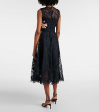 Oscar de la Renta Orchid embroidered lace cocktail dress